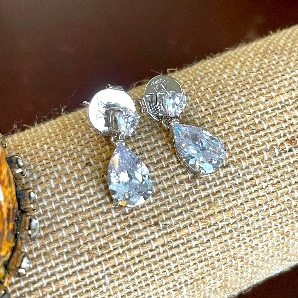TEARDROP STATEMENT EARRINGS CZ Charles Winston